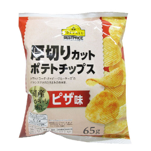 トップバリュ 厚切りカット ポテトチップス ピザ味 ６５ｇ