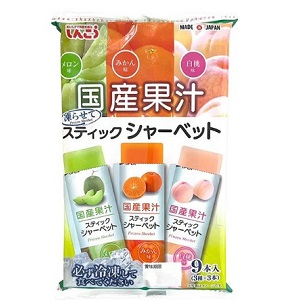 しんこう 国産果汁 スティックシャーベット メロン・みかん・白桃 ９本入