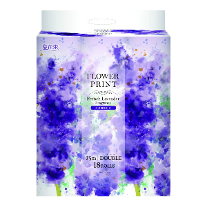 丸富製紙 花束プリントラベンダー １８ロール入